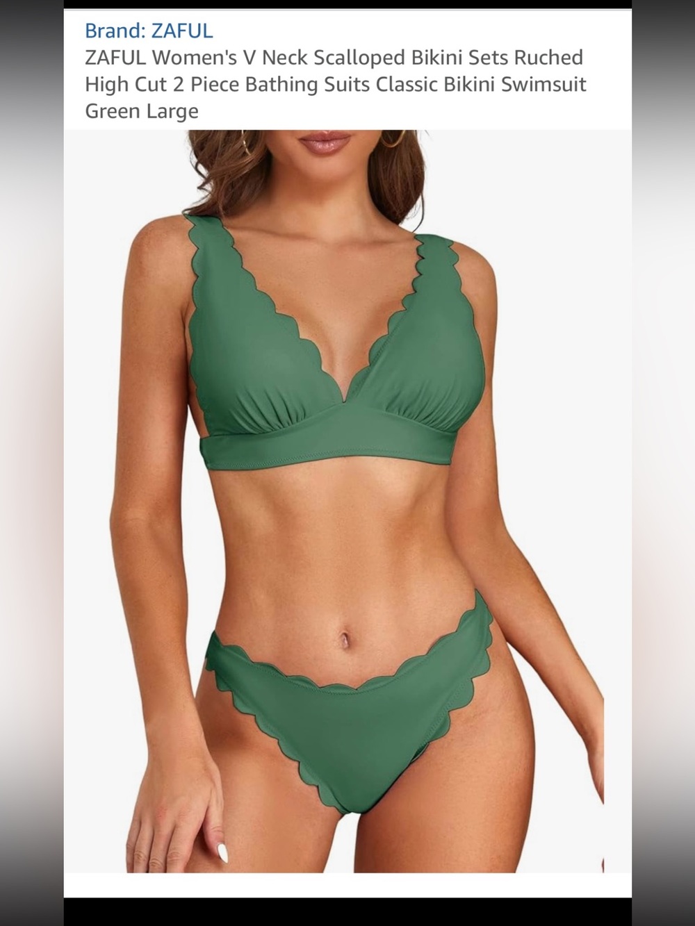 Zaful Seafoam Green Scalloped Triangle Bikini Set